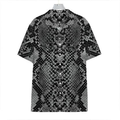 Grey And Black Snakeskin Print Hawaiian Shirt