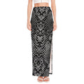 Grey And Black Snakeskin Print High Slit Maxi Skirt