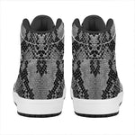 Grey And Black Snakeskin Print High Top Leather Sneakers