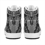 Grey And Black Snakeskin Print High Top Leather Sneakers