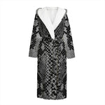 Grey And Black Snakeskin Print Hooded Bathrobe