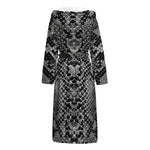 Grey And Black Snakeskin Print Hooded Bathrobe