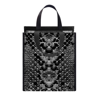 Grey And Black Snakeskin Print Insulated Lunch Tote