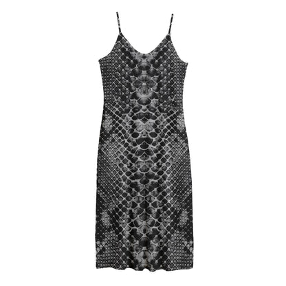 Grey And Black Snakeskin Print Jersey Midi Cami Dress