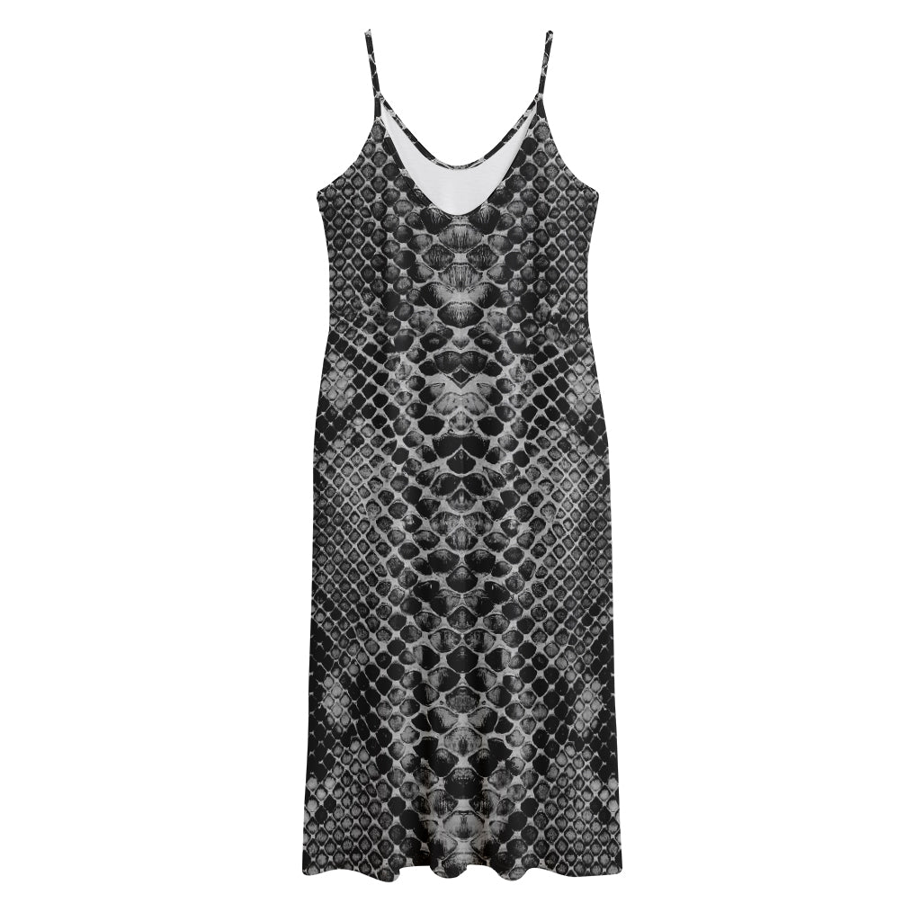 Grey And Black Snakeskin Print Jersey Midi Cami Dress