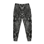 Grey And Black Snakeskin Print Jogger Pants