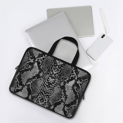 Grey And Black Snakeskin Print Laptop Sleeve With Handle
