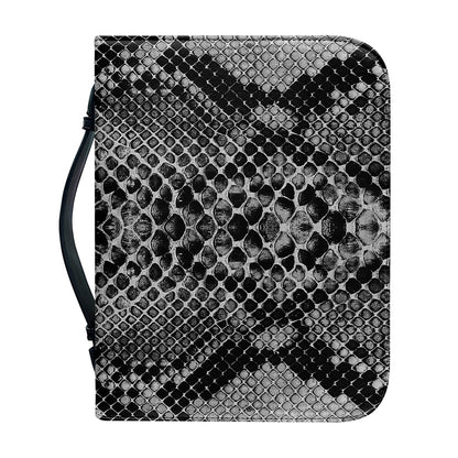 Grey And Black Snakeskin Print Leather Bible Cover