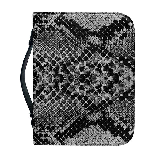 Grey And Black Snakeskin Print Leather Bible Cover
