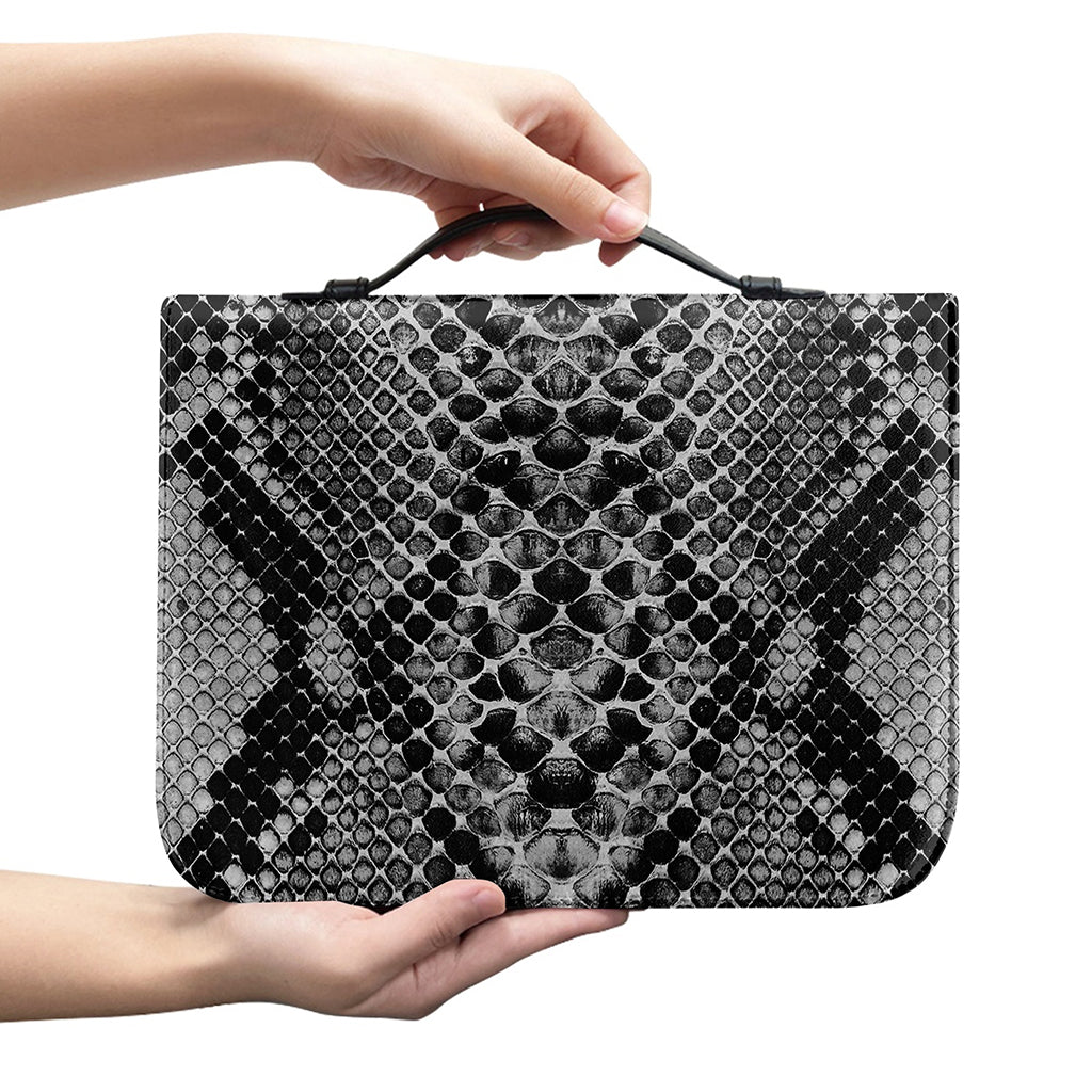 Grey And Black Snakeskin Print Leather Bible Cover