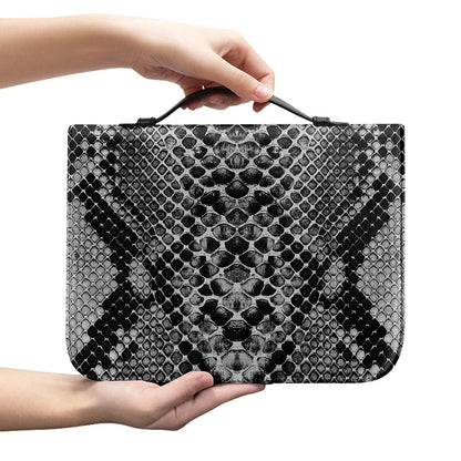 Grey And Black Snakeskin Print Leather Bible Cover