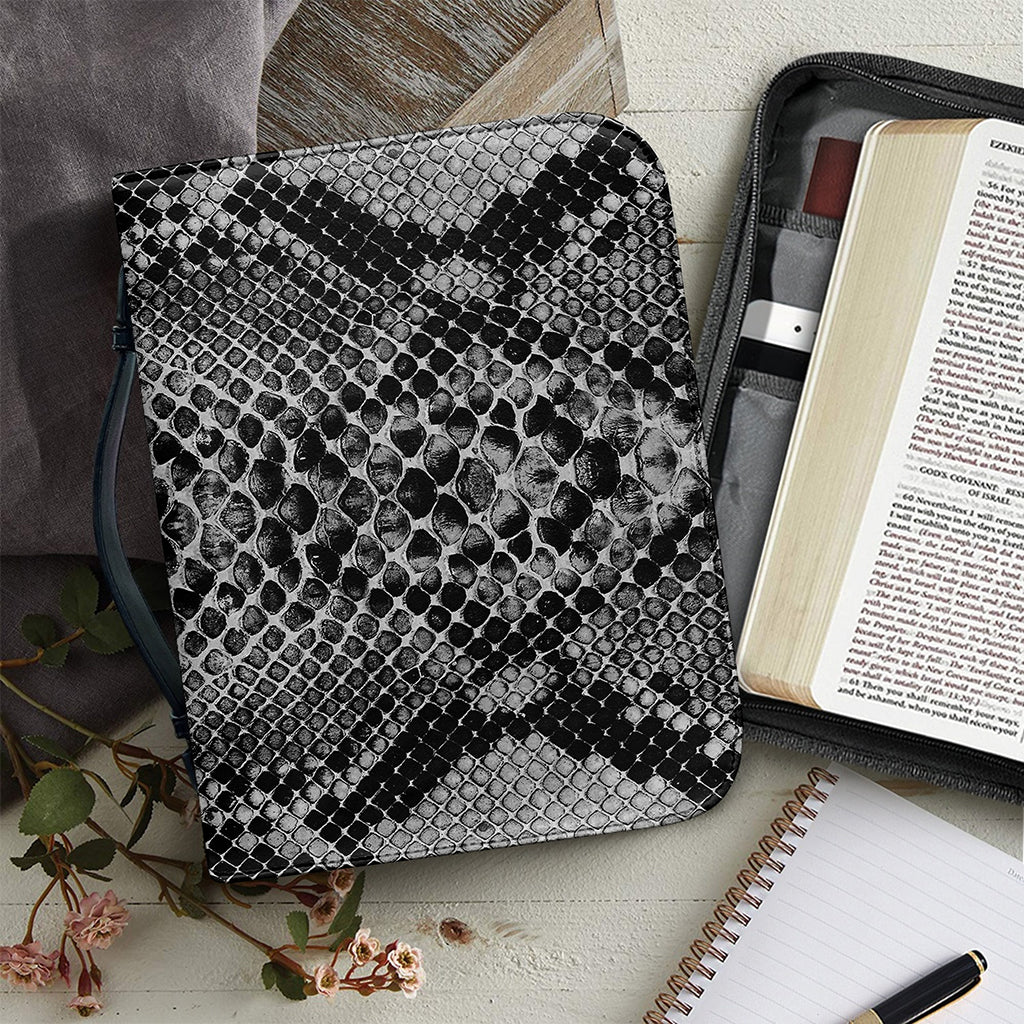 Grey And Black Snakeskin Print Leather Bible Cover