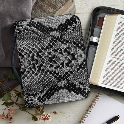 Grey And Black Snakeskin Print Leather Bible Cover