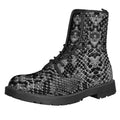 Grey And Black Snakeskin Print Lace-Up Boots