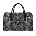 Grey And Black Snakeskin Print Leather Duffel Bag