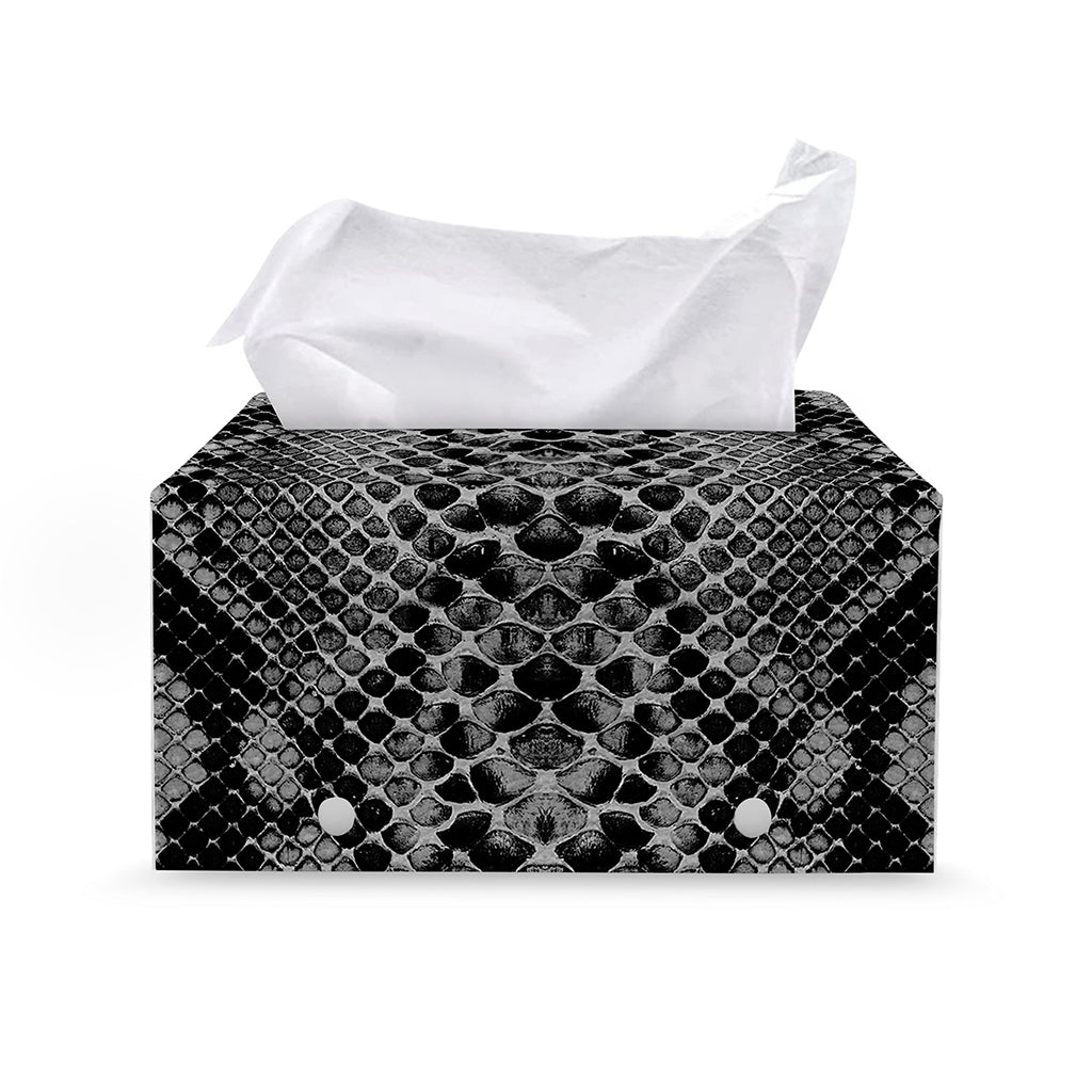 Grey And Black Snakeskin Print Leather Tissue Box Cover