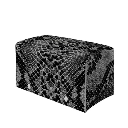 Grey And Black Snakeskin Print Leather Tissue Box Cover