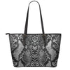 Grey And Black Snakeskin Print Leather Tote Bag