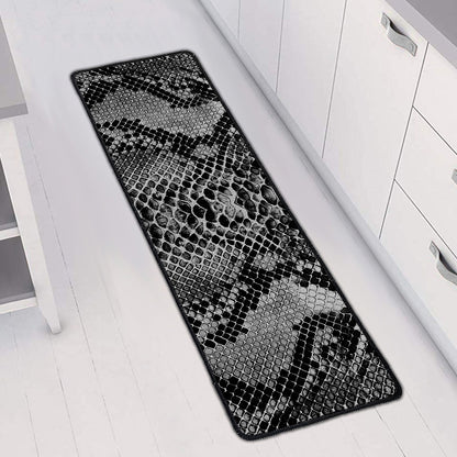 Grey And Black Snakeskin Print Long Kitchen Mat
