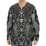 Grey And Black Snakeskin Print Long Sleeve Baseball Jersey