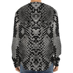 Grey And Black Snakeskin Print Long Sleeve Baseball Jersey
