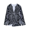 Grey And Black Snakeskin Print Long Sleeve Short Coat