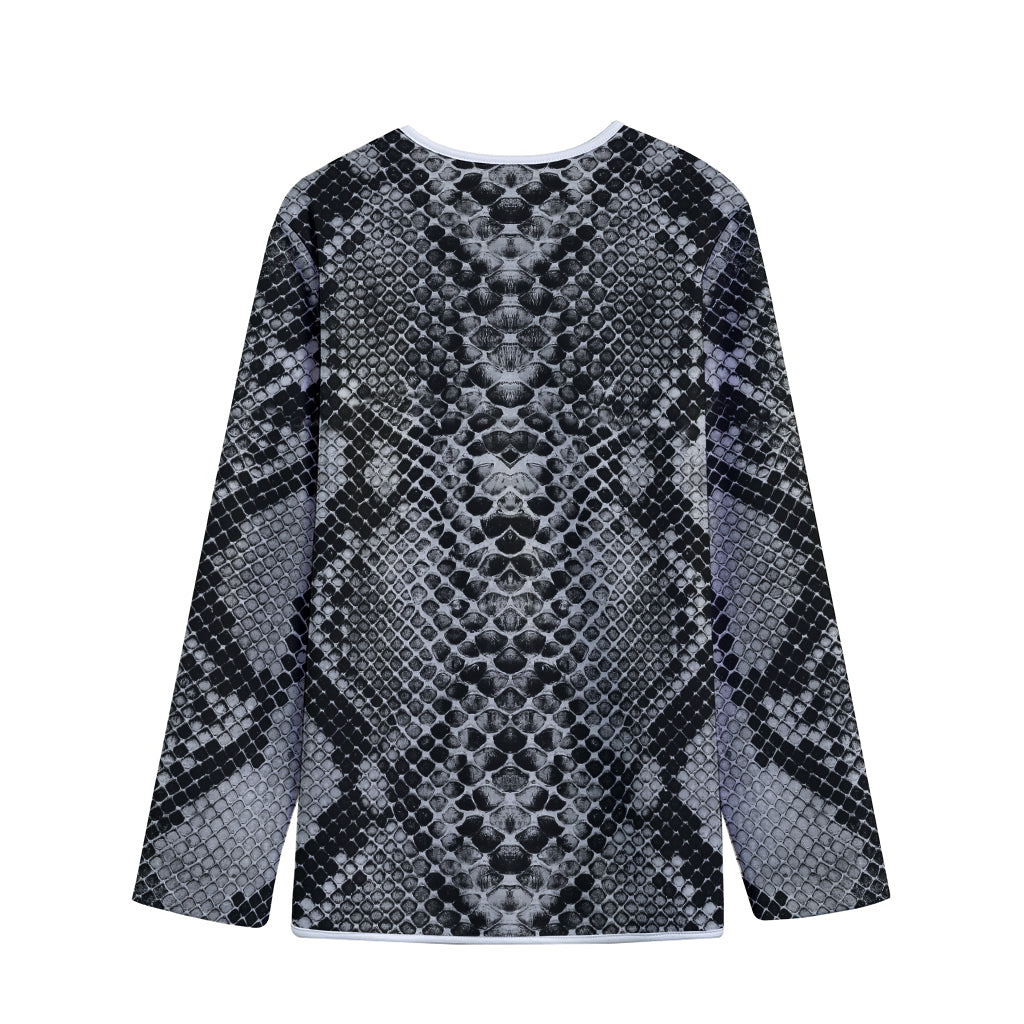Grey And Black Snakeskin Print Long Sleeve Short Coat