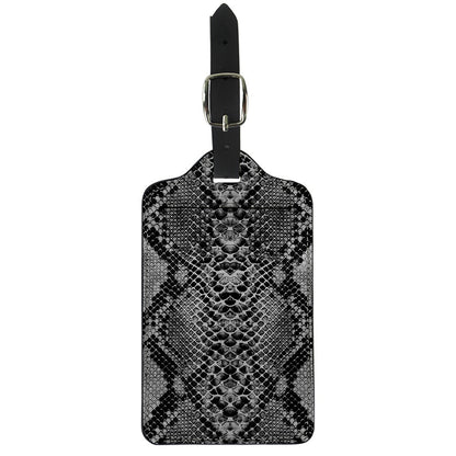 Grey And Black Snakeskin Print Luggage Tag