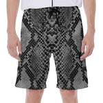 Grey And Black Snakeskin Print Men's Beach Shorts