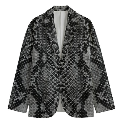 Grey And Black Snakeskin Print Men's Blazer