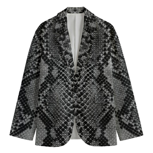 Grey And Black Snakeskin Print Men's Blazer