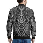 Grey And Black Snakeskin Print Men's Bomber Jacket