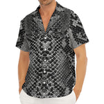 Grey And Black Snakeskin Print Men's Deep V-Neck Shirt