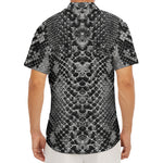 Grey And Black Snakeskin Print Men's Deep V-Neck Shirt