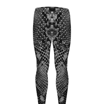 Grey And Black Snakeskin Print Men's leggings