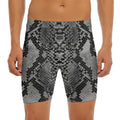 Grey And Black Snakeskin Print Men's Long Boxer Briefs