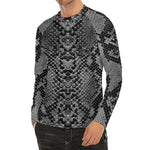 Grey And Black Snakeskin Print Men's Long Sleeve Rash Guard