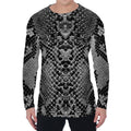 Grey And Black Snakeskin Print Men's Long Sleeve T-Shirt