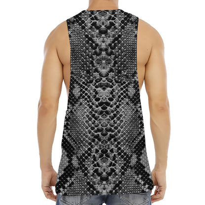 Grey And Black Snakeskin Print Men's Muscle Tank Top