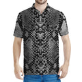 Grey And Black Snakeskin Print Men's Polo Shirt