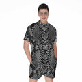 Grey And Black Snakeskin Print Men's Romper