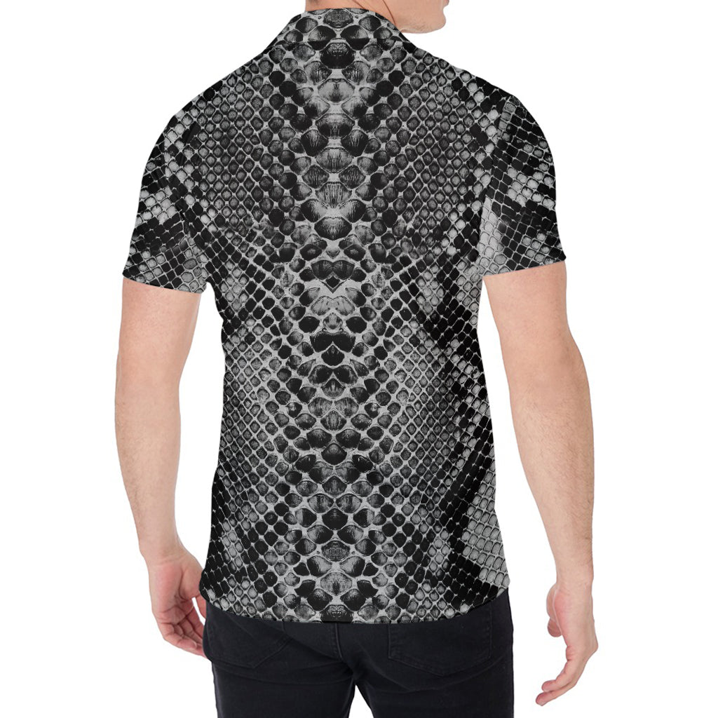 Grey And Black Snakeskin Print Men's Shirt