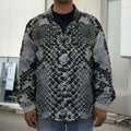 Grey And Black Snakeskin Print Men's Shirt Jacket