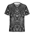 Grey And Black Snakeskin Print Men's Athletic T-Shirt