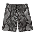Grey And Black Snakeskin Print Men's Swim Trunks
