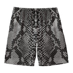 Grey And Black Snakeskin Print Men's Swim Trunks