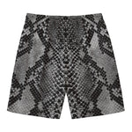 Grey And Black Snakeskin Print Men's Swim Trunks