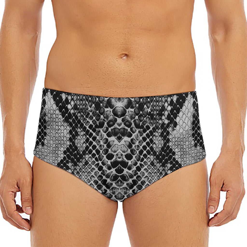 Grey And Black Snakeskin Print Men's Triangle Swim Briefs