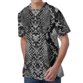 Grey And Black Snakeskin Print Men's Velvet T-Shirt