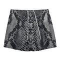 Grey And Black Snakeskin Print Mesh Shorts